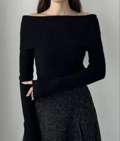 【試着のみ】Louere ワイドオフショル長袖ニットトップス