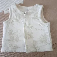 ベビーベスト クリーム色 動物柄 3-6ヶ月