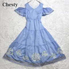 新品未使用　Chesty　チェスティ　ワンピース　珊瑚　刺繍　芸能人着用