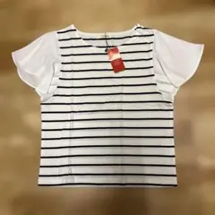 AFRICATARO ストライプ フリルスリーブ Tシャツのサムネイル