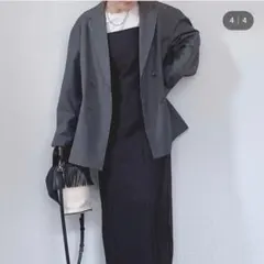 チャオパニックティピー 男女兼用 L グレンチェックダブルジャケット グレー