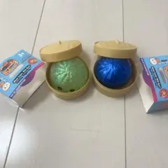 SQUISHY BUN 肉まんスクイーズ せいろ入り ラメ 緑 ブルー 青 2個