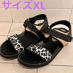 Nuovoスポーツサンダル　ブラック　レオパード柄　サイズXL