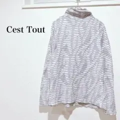 長袖カットソー タートルネック インナー 柄物 レイヤード カジュアル 春コーデ