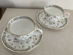 花柄ティーカップ・ソーサー2個セット　ノリタケ　レトロ