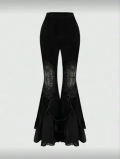 新品/ ゴシック レース刺繍 ベロア フレアパンツ