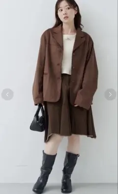 【Kastane】ダメージアシメミドルスカート ブラウン 新品未使用タグ付き