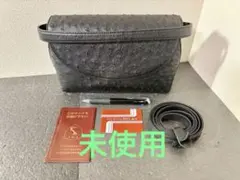 オーストリッチ　レザー ブラック ハンドバッグ　2way ショルダー　バッグ