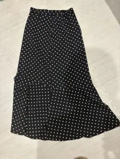 green label ブラック ドット柄 フレアスカート M