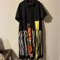 北欧風　デザインシャツワンピース