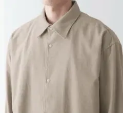 w013無印良品　紳士　両面起毛フランネルシャツジャケット　サンドベージュ S