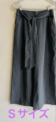 ☆ダークグレー ☆ガウチョパンツ☆ウエストリボン付き