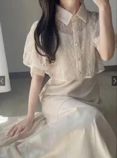 GRL 花柄レースショート丈ブラウスXマーメイドキャミワンピースセットアップ