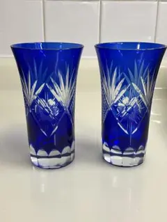 コバルトブルークリスタルグラスセット（2個）
