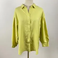 ZARA ロングシャツ ライムグリーン Lサイズ ビックサイズ リネン100 
