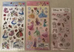 シール3枚セット　ディズニープリンセス　不思議の国のアリス　マリーちゃん