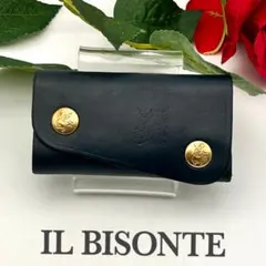 良品 イルビゾンテ 4連キーケース ネイビー レザー IL BISONTE