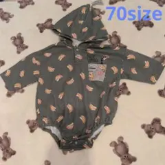 バナナ柄フード付きロンパース 70size