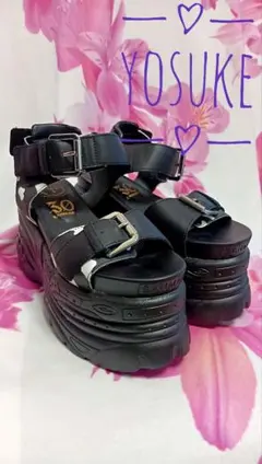 YOSUKE　厚底サンダル　ブラック　24cm