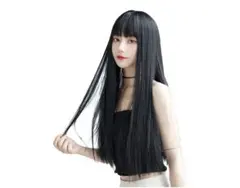 Limakara ブラックロングウィッグ 前髪あり