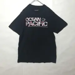 OCEAN PACIFIC Tシャツ 刺繍 ロゴ 花柄 ブラック A251のサムネイル