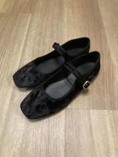 ひ*)様 ベルベット フラットシューズ