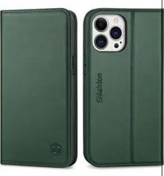 【iPhone14】Shieldon グリーン 手帳型ケース 本革