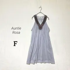 【Auntie Rosa】良品☘️ビジュー刺繍 シフォン ワンピース Aライン F