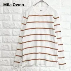 ミラオーウェン ボーダーリブニット プルオーバー F オレンジ系 P1603