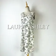 LAURA ASHLEY 花柄 リネンレーヨン ノースリーブ ワンピースのサムネイル