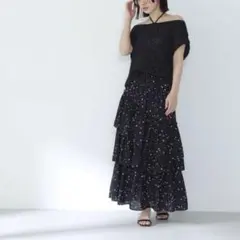 NATURAL BEAUTY BASIC ランダムドットティアードスカート