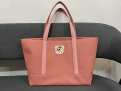 オールドテディガールワッペントートバッグ　ピンク(大)
