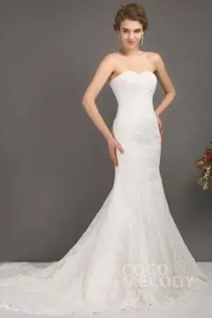 総レースマーメイドドレス 7号（専用カバー・オフショルダー付き）