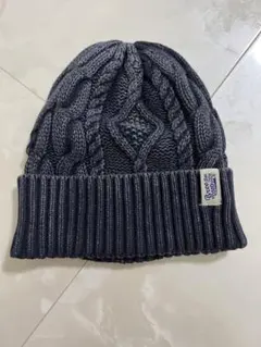 デニム色★ケーブル編みニット帽