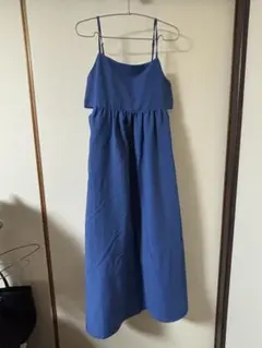 ブルー キャミワンピース ロング丈