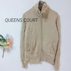 51 クイーンズコートニット カーディガン ジップアップ ウール100%