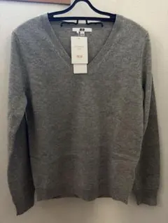 新品未使用品UNIQLO カシミア Vネックセーター S ライトグレー