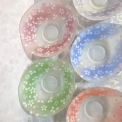 未使用品　桜模様のガラスボウル５個セット