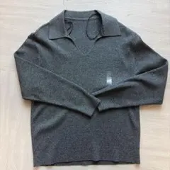 UNIQLO ウォッシャブルニットリブポロセーター　ダークグレー XL