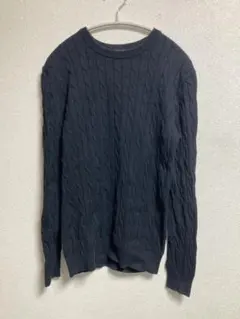 【UNIQLO】カシミヤコットンクルーネックセーター ケーブルニット ブラック
