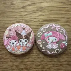 サンリオ刺繍缶バッジセット　マイメロ　クロミ