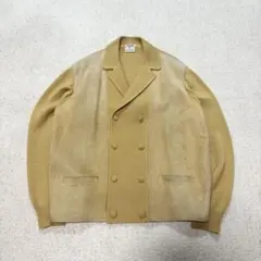 70s 80s スエード レザー切り替えカーディガン