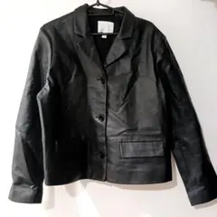 H&M フェイクレザージャケット ブラック Lのサムネイル