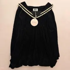 Katie ベロア セーラーワンピース 黒のサムネイル