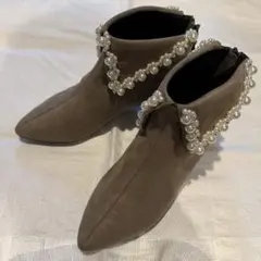 【美品】パール ショートブーツ 24.0cm ブーティ GRACE AVENUE