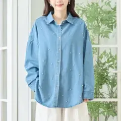 ☆2026春夏物新作♡trube♡デニム&レースドッキングシャツ☆ - メルカリ