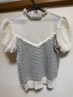 ZARAザラレース編み半袖ニットトップスM