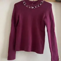 リランドチュールパール装飾付きニット