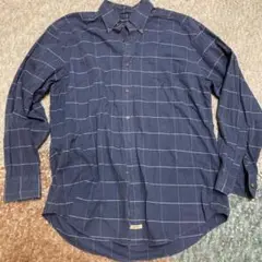 NAUTICA HEATHER TWILL 長袖シャツ L ネイビー