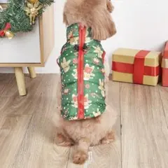 ⭐️お買得⭐️ 犬服　ダウンベスト　クリスマス柄　xs 新品　小型犬　Dカン金具付きのサムネイル
